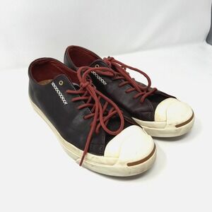 Converse Jack Purcell Leather Sneakers Brown Cross Stitch Mens 9 Womens 10.5